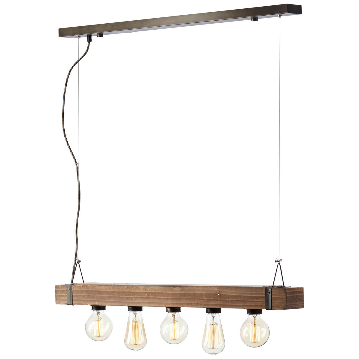 PENDELLEUCHTE 80/110/8 cm   - Dunkelbraun/Schwarz, Natur, Holz/Metall (80/110/8cm) - Brilliant