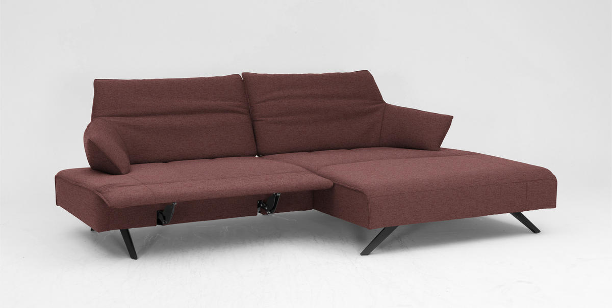 ECKSOFA in Struktur Rosa  - Anthrazit/Rosa, Design, Textil/Metall (276/165cm) - Himolla
