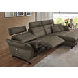 ECKSOFA in Echtleder Graubraun  300/157 cm  - Graubraun/Schwarz, Design, Leder/Metall (300/157cm) - Dieter Knoll