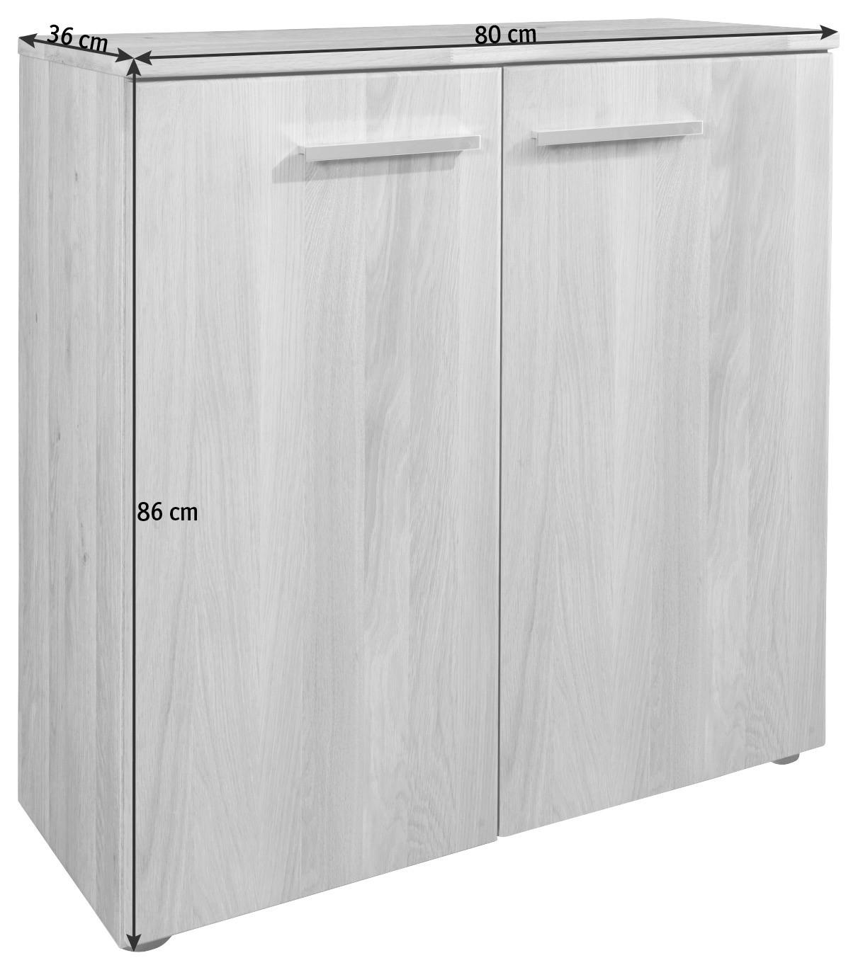 KOMODA, dub, farba duba, 80/86/36 cm - čierna/farba duba, Design, kov/drevo (80/86/36cm) - Dieter Knoll