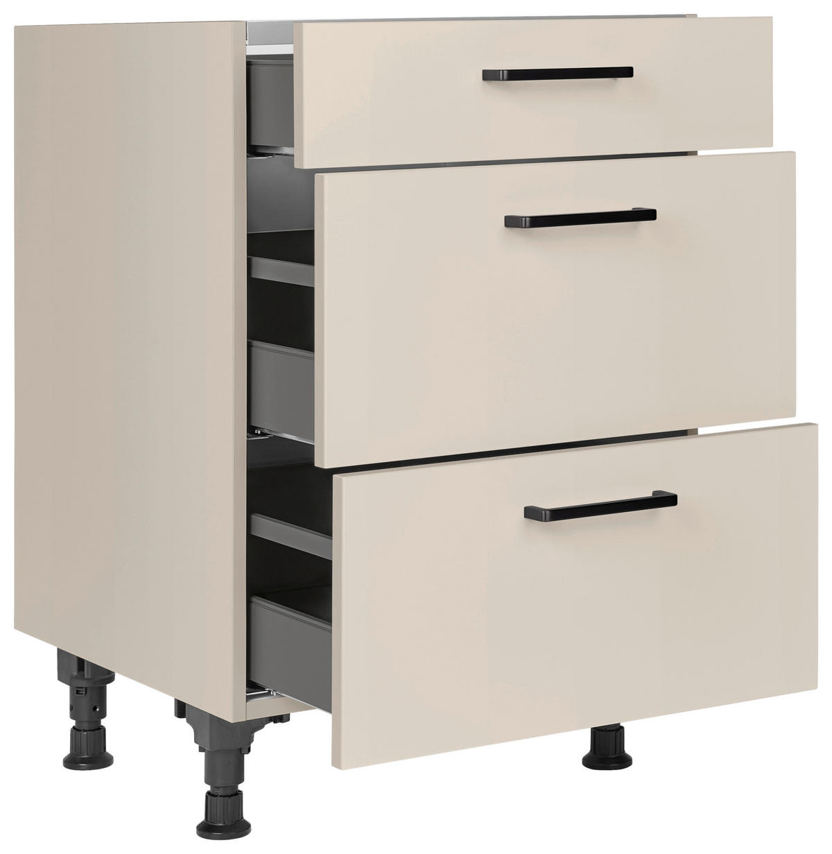 KOCHFELDUMBAUSCHRANK 60,0/87,0/56,0 cm  in Sandfarben  - Sandfarben/Schwarz, MODERN, Holzwerkstoff/Metall (60,0/87,0/56,0cm) - Nobilia