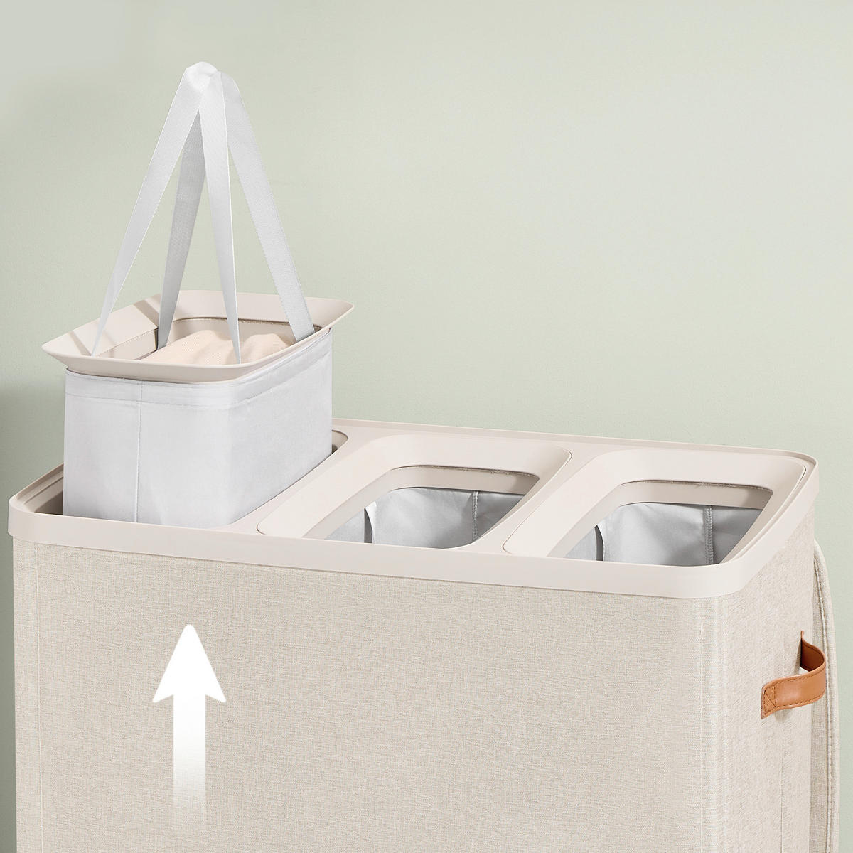 WÄSCHEKORB - Beige, Trend, Holzwerkstoff/Kunststoff (64/75/40cm) - Boxxx