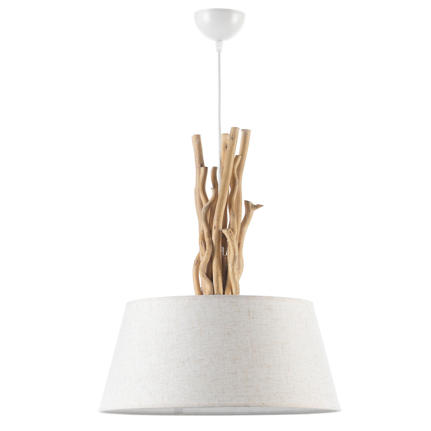 HÄNGELEUCHTE 45/110 cm   - Hellbraun/Weiß, Natur, Holz/Textil (45/110cm)