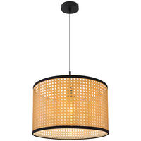 HÄNGELEUCHTE 45/140 cm  - Schwarz/Naturfarben, Natur, Kunststoff/Metall (45/140cm) - Globo