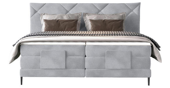 BOXSPRINGBETT 180/200 cm  in Hellgrau  - Hellgrau/Schwarz, KONVENTIONELL, Textil/Metall (180/200cm) - Esposa