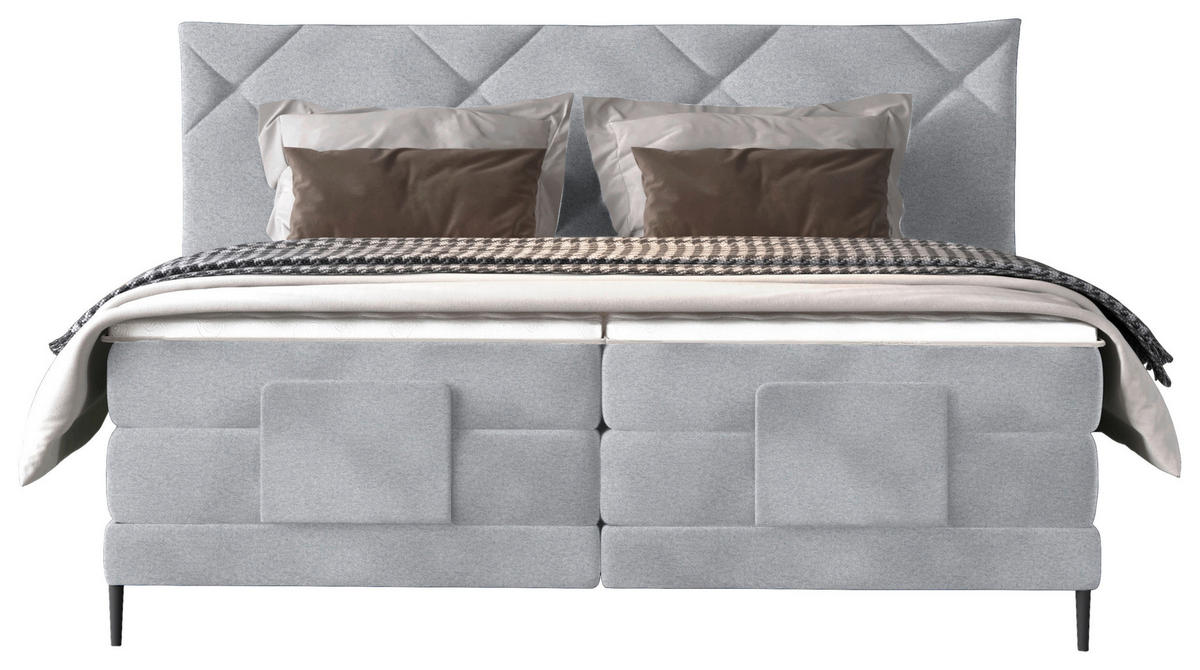 BOXSPRINGBETT 180/200 cm  in Hellgrau  - Hellgrau/Schwarz, Konventionell, Textil/Metall (180/200cm) - Esposa