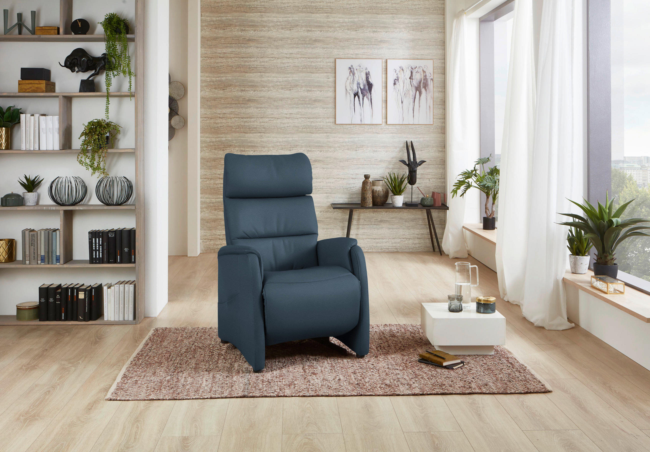 FERNSEHSESSEL in Blau  - Blau/Schwarz, Konventionell, Leder/Kunststoff (69/109/83cm) - Cantus