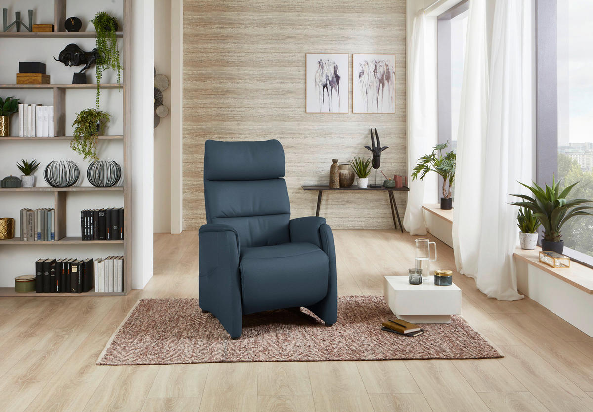 FERNSEHSESSEL in Blau  - Blau/Schwarz, KONVENTIONELL, Leder/Kunststoff (69/109/83cm) - Cantus