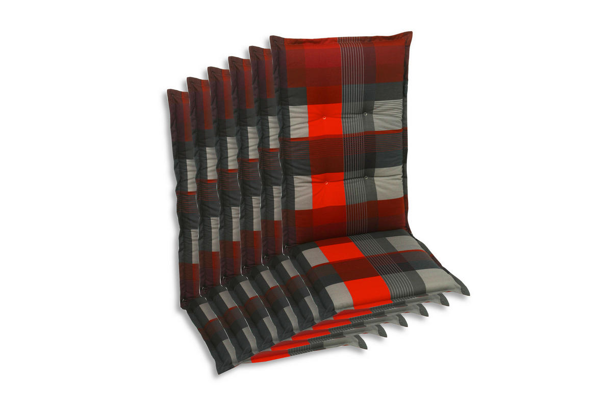 SESSELAUFLAGENSET Karo  - Dunkelgrau/Rot, Basics, Textil (50/7/108cm)