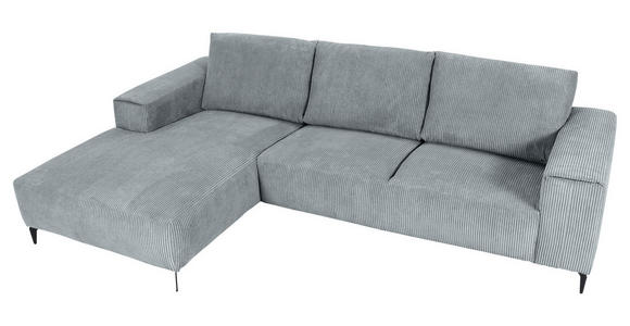 ECKSOFA  in Cord Hellgrau  170/285 cm  - Hellgrau/Schwarz, KONVENTIONELL, Textil/Metall (170/285cm) - Carryhome