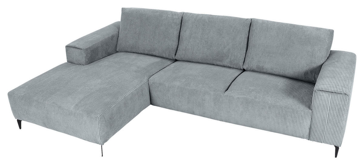 ECKSOFA in Cord Hellgrau  - Hellgrau/Schwarz, Konventionell, Textil/Metall (170/285cm) - Carryhome