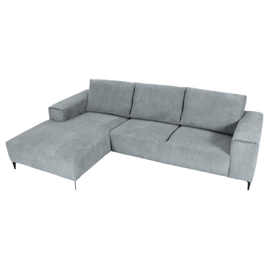Thumbnail - Carryhome Ecksofa, Hellgrau, Textil, 2-3-Sitzer, Füllung: Schaumstoff, Ottomane links, L-Form, 285x170 cm, seitenverkehr...