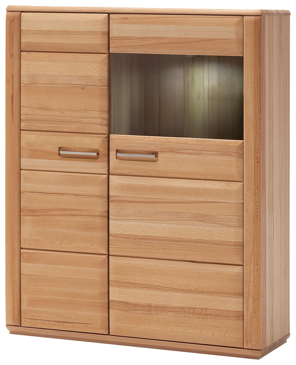 WOHNWAND La Paz  in Buchefarben  319/209/51 cm  - Buchefarben/Silberfarben, Design, Glas/Holz (319/209/51cm) - Livetastic