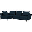 ECKSOFA in Webstoff Petrol  - Petrol/Schwarz, MODERN, Textil/Metall (182/280cm) - Carryhome