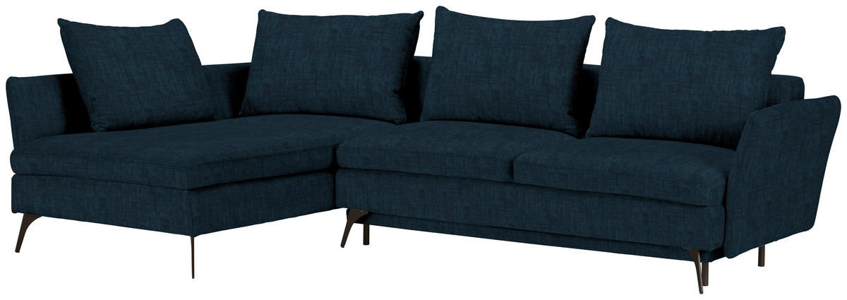 ECKSOFA in Webstoff Petrol  - Petrol/Schwarz, Modern, Textil/Metall (182/280cm) - Carryhome