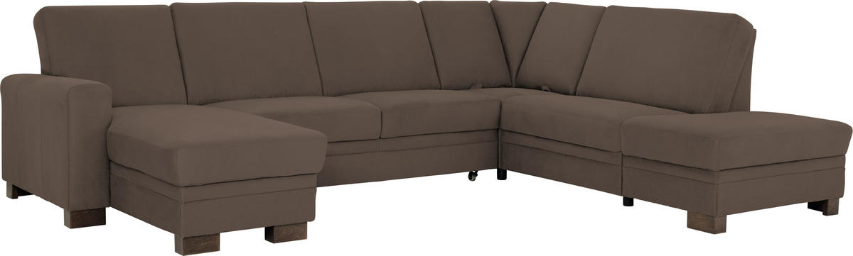 WOHNLANDSCHAFT in Hellbraun  - Hellbraun/Braun, Design, Holz/Textil (163/319/241cm) - Beldomo System