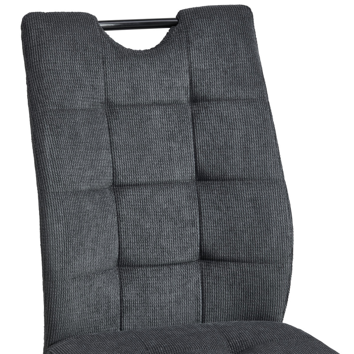 SCHWINGSTUHL  in Eisen Mikrofaser  - Anthrazit/Schwarz, LIFESTYLE, Textil/Metall (44/96/59cm) - MID.YOU