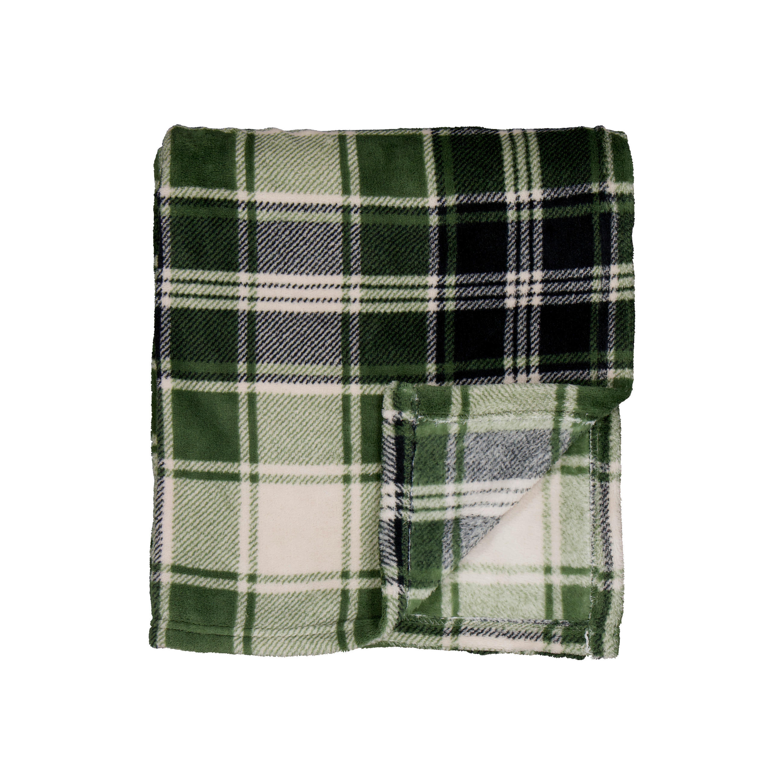 FILT Scott  - vit/grön, Basics, textil (130/170cm)