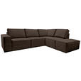 ECKSOFA Braun Chenille  - Schwarz/Braun, KONVENTIONELL, Kunststoff/Textil (275/212cm) - Carryhome