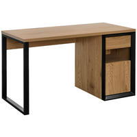 ÍRÓASZTAL  - tölgyfa színű/fekete, Modern, faalapú anyag/fém (140/59/76cm) - Livetastic