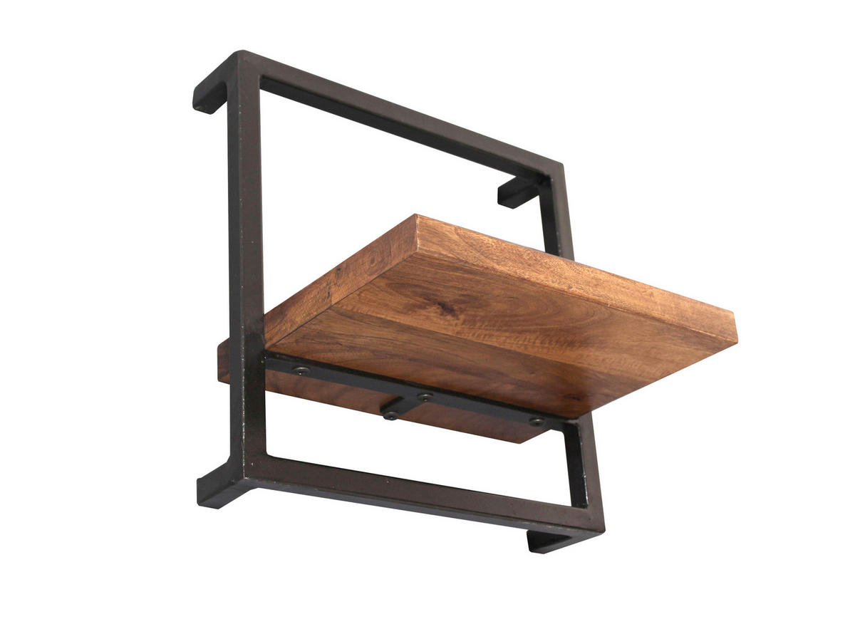 WANDREGAL 35/35/25 cm  - Schwarz/Naturfarben, Design, Holz/Metall (35/35/25cm) - MID.YOU