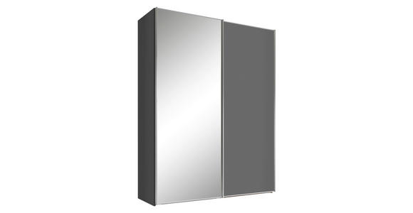 SCHWEBETÜRENSCHRANK  in Dunkelgrau  - Dunkelgrau/Alufarben, Design, Glas/Holzwerkstoff (167/222/68cm) - Moderano