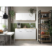 MINIKÜCHE 150 cm   in Weiß, Eichefarben  - Eichefarben/Silberfarben, Basics, Holzwerkstoff/Metall (150cm) - Respekta