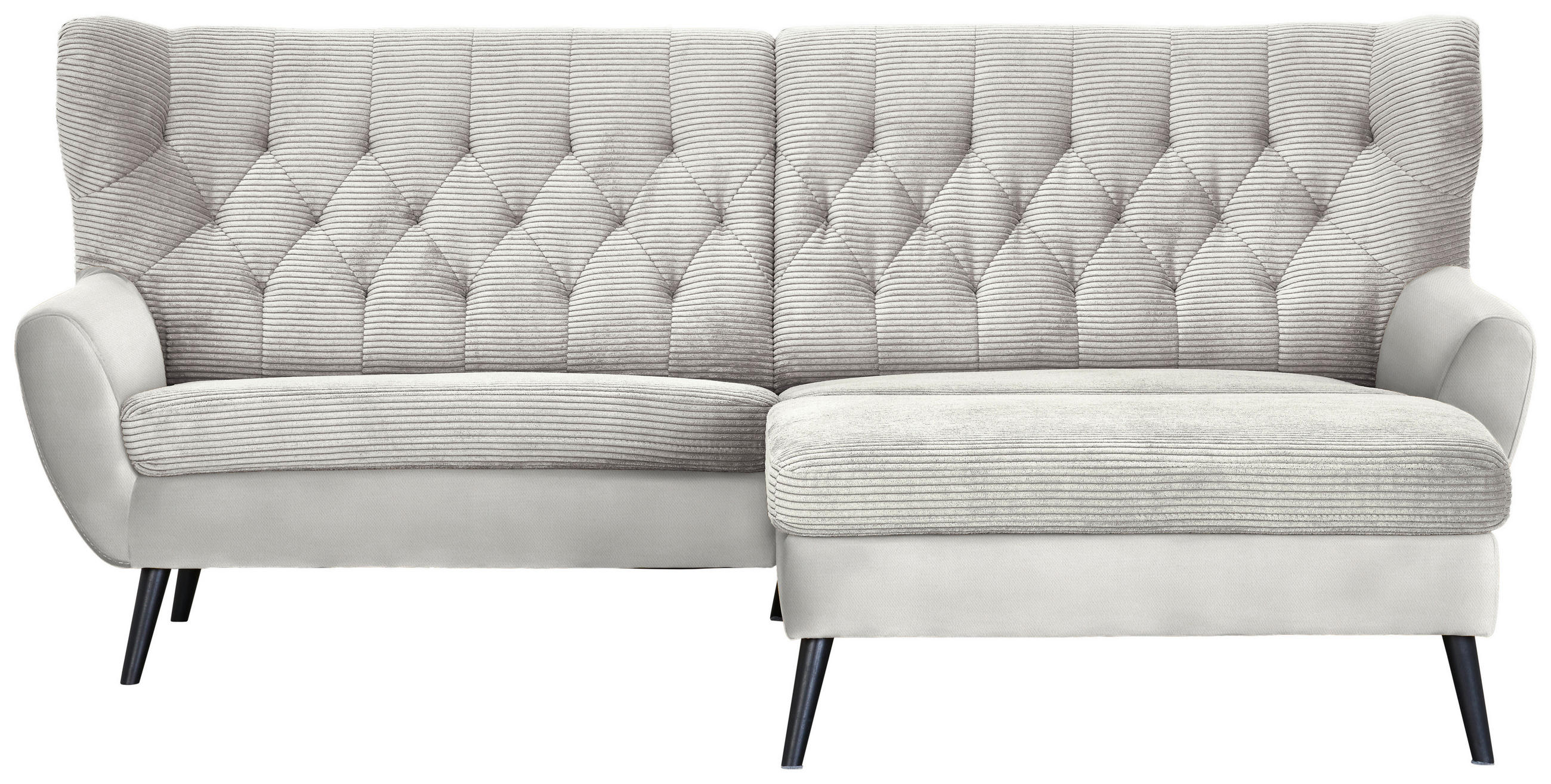 ECKSOFA in Cord Creme  237/165 cm  - Creme/Schwarz, Design, Holz/Textil (237/165cm) - Stylife