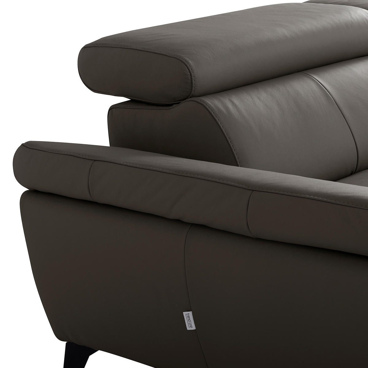 ECKSOFA SONO in Lederlook Echtleder Dunkelbraun Armteilverstellung, Kopfteilverstellung  179/252 cm  - Dunkelbraun/Schwarz, Design, Leder/Textil (179/252cm) - Livetastic