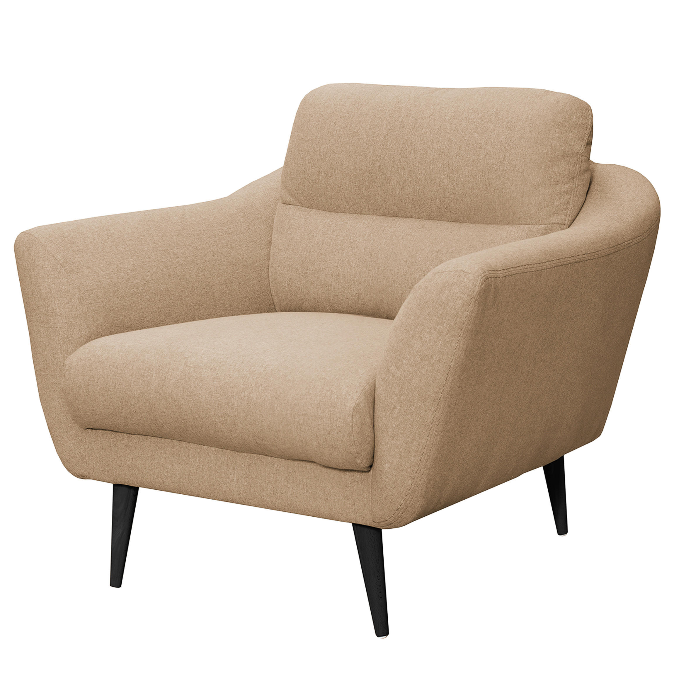 SESSEL in Webstoff Beige  - Beige/Schwarz, Design, Holz/Textil (92/87/88cm) - Livetastic