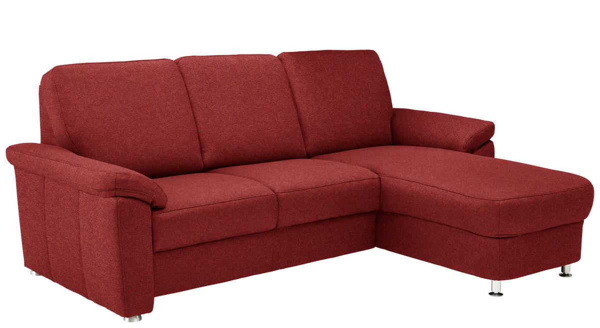 ECKSOFA in Webstoff Rot  - Chromfarben/Rot, Konventionell, Textil/Metall (220/163cm) - Beldomo System