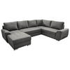 WOHNLANDSCHAFT Grau Jacquard  - Schwarz/Alufarben, KONVENTIONELL, Textil/Metall (156/292/218cm) - Livetastic