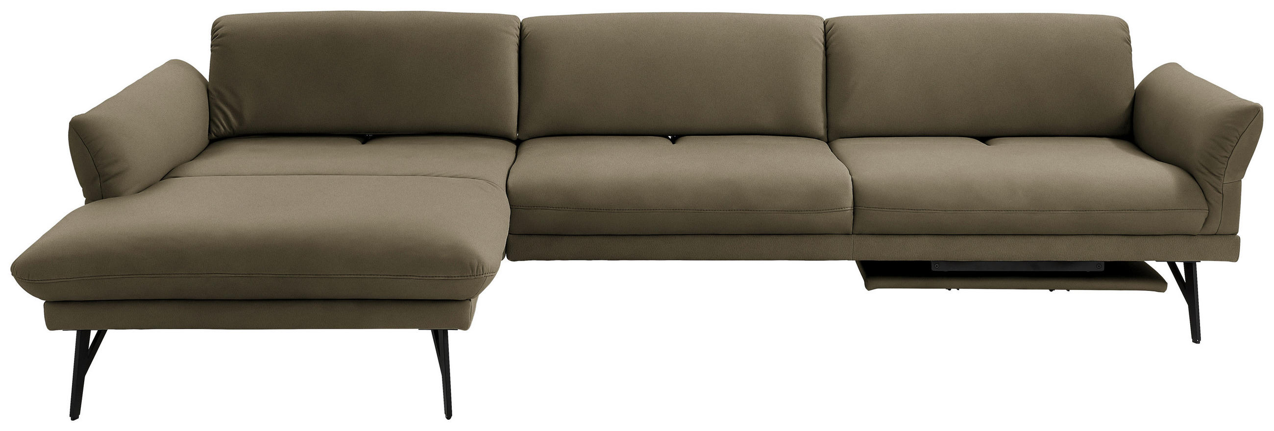 ECKSOFA in Echtleder Grün  - Anthrazit/Grün, Design, Leder/Metall (173/308cm) - Joop!