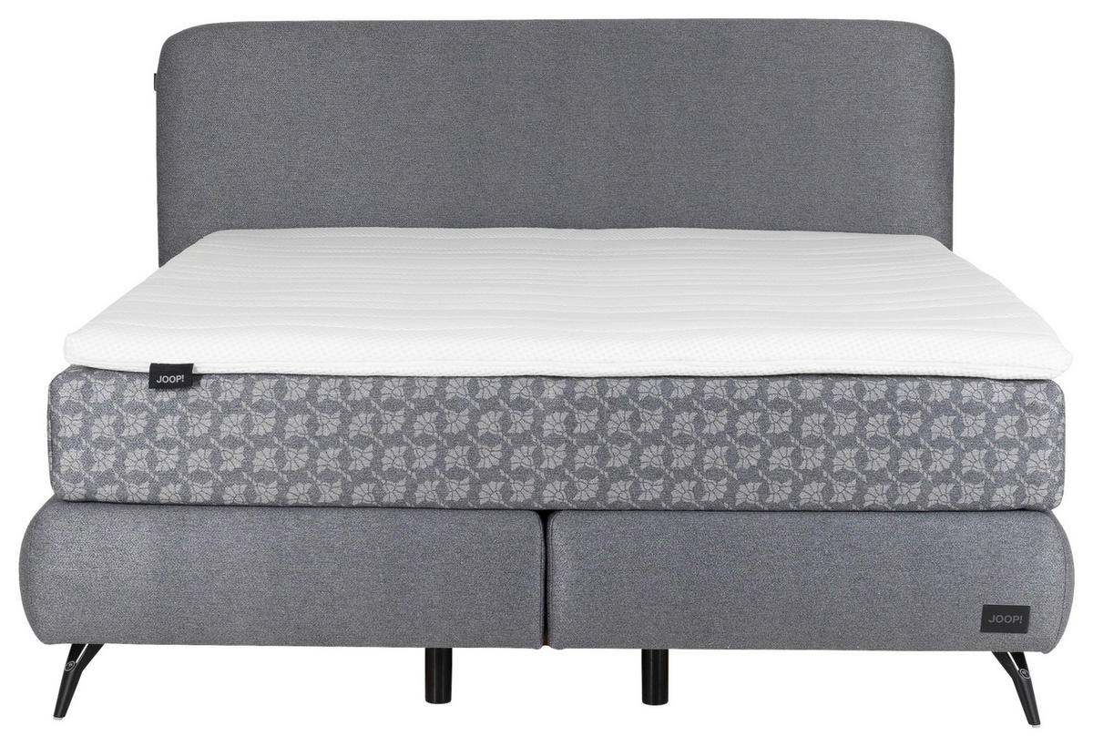 BOXSPRINGBETT 200/200 cm,  in Grau, Hellgrau, gepolstertes Kopfteil, Matratzen, H2 + H3 = mittel + fest  - Hellgrau/Schwarz, MODERN, Textil/Metall (200/200cm) - Joop!
