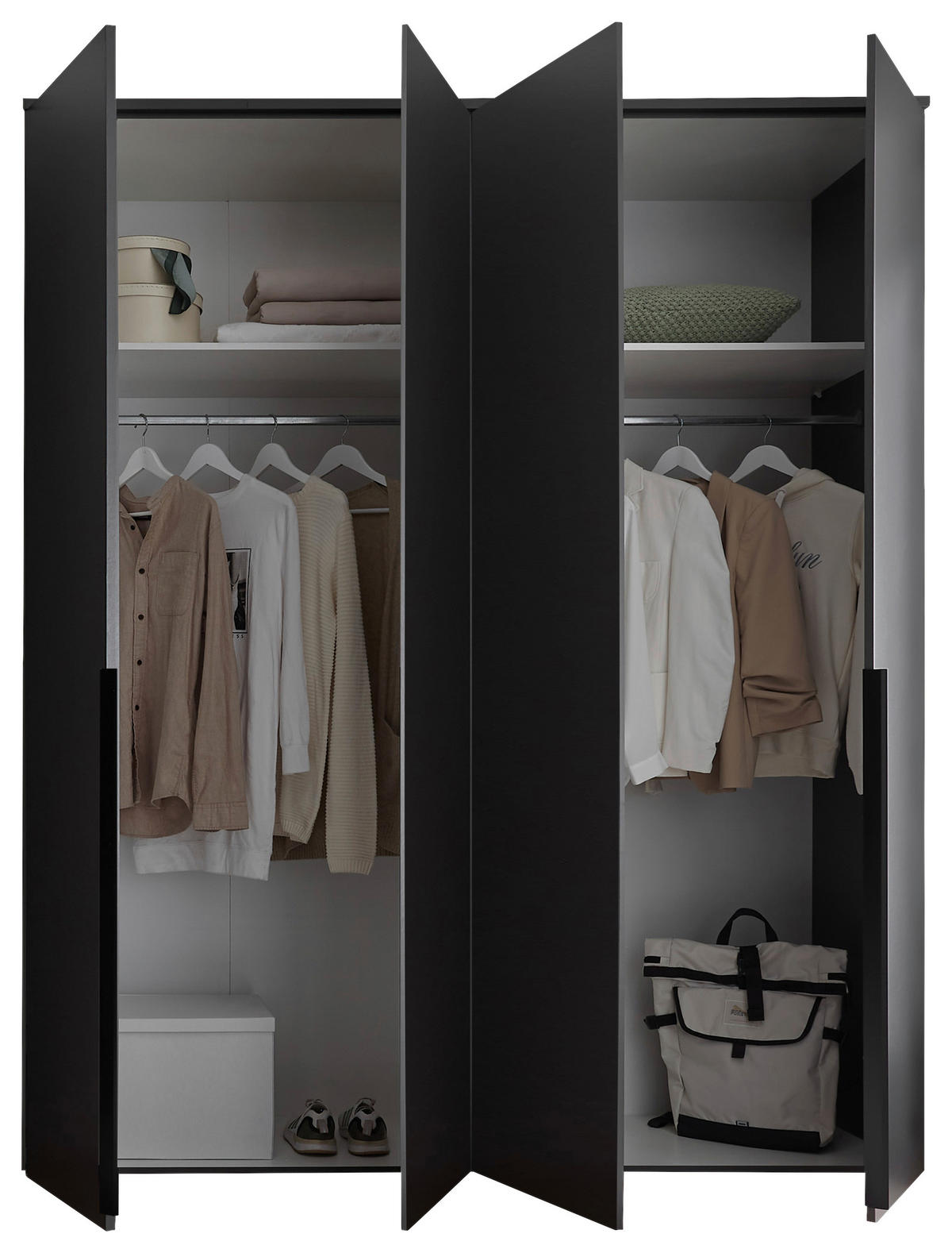 DREHTÜRENSCHRANK 180/225/52 cm 4-türig Graphitfarben  - Graphitfarben/Schwarz, MODERN, Holzwerkstoff/Kunststoff (180/225/52cm) - MID.YOU