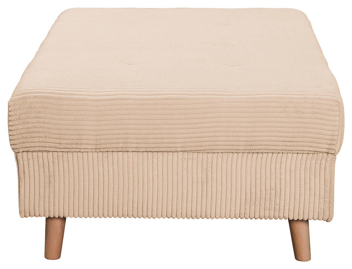 ECKSOFA inkl. Hocker Ariella in Cord Creme  231/161 cm  - Creme/Naturfarben, Design, Holz/Textil (231/161cm) - Livetastic