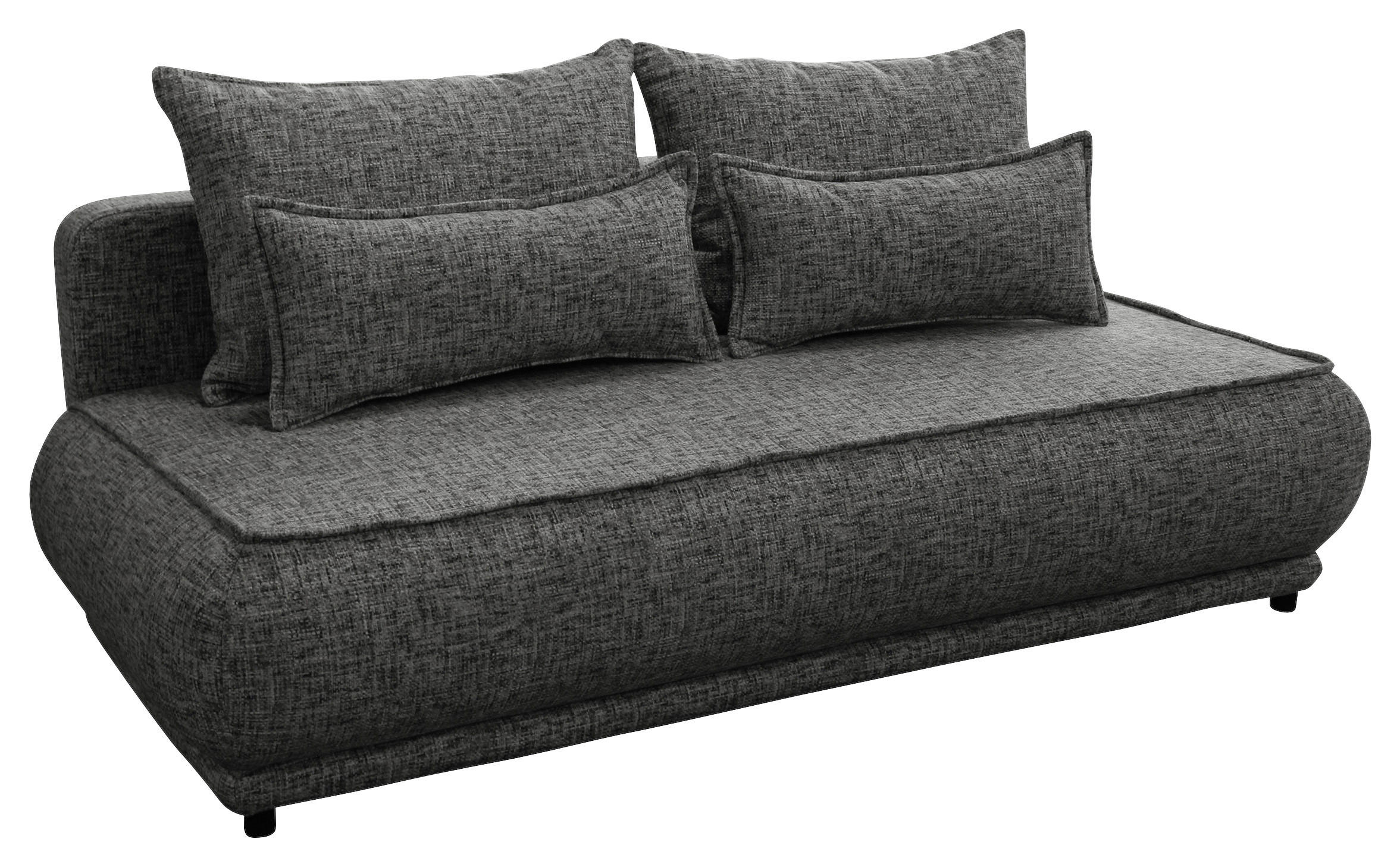 SCHLAFSOFA in Plüsch Grau  - Beige/Schwarz, Design, Kunststoff/Textil (214/96/105cm) - MID.YOU