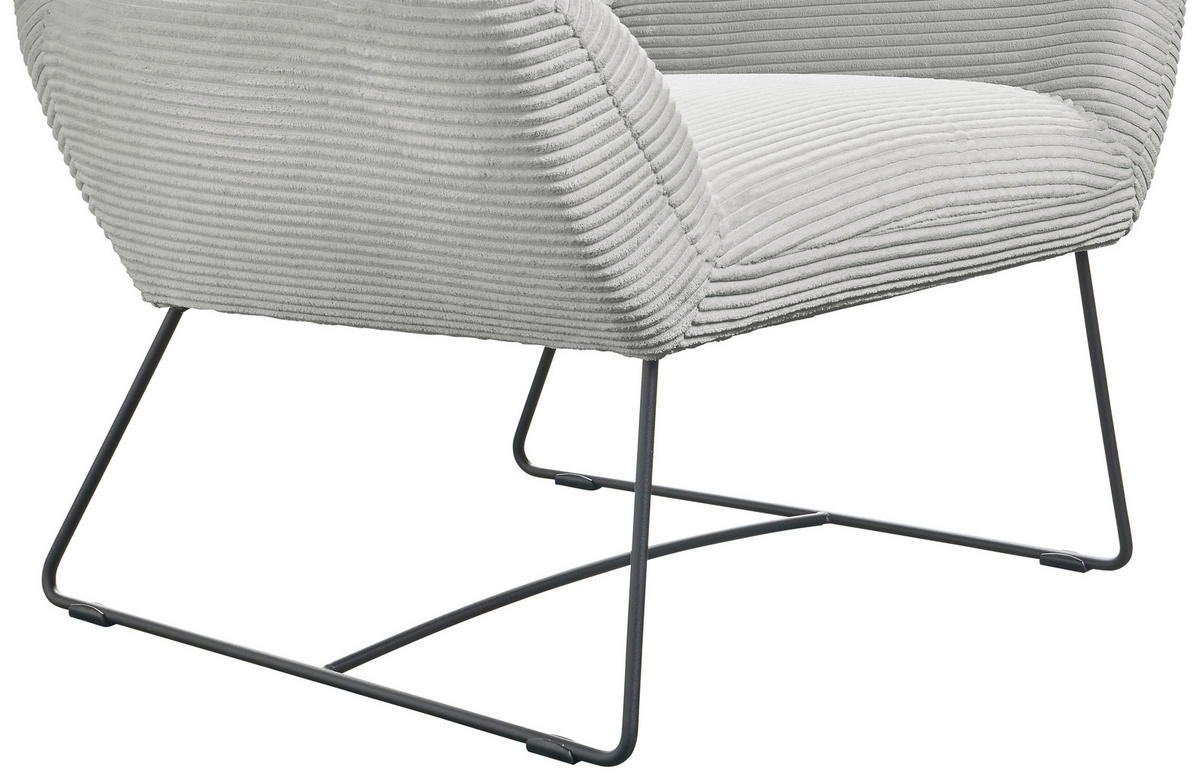 SESSEL in Cord Grau  - Schwarz/Grau, Design, Textil/Metall (82/102/81cm) - Hom`in