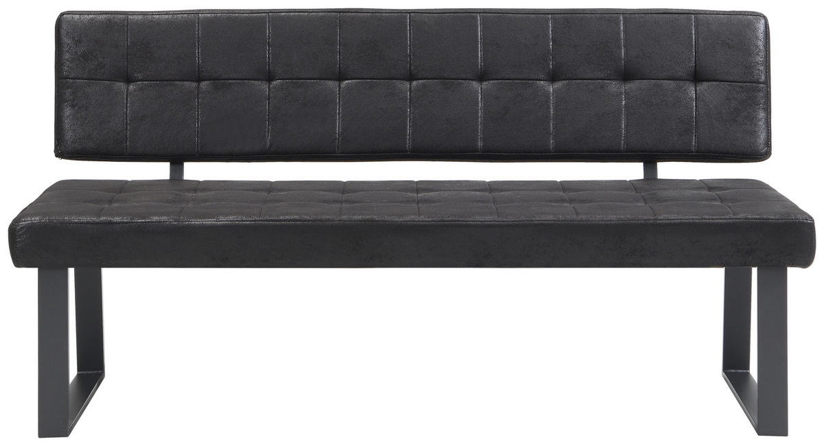 SITZBANK in Metall, Textil Schwarz  - Schwarz, MODERN, Textil/Metall (160/85/56cm) - Livetastic