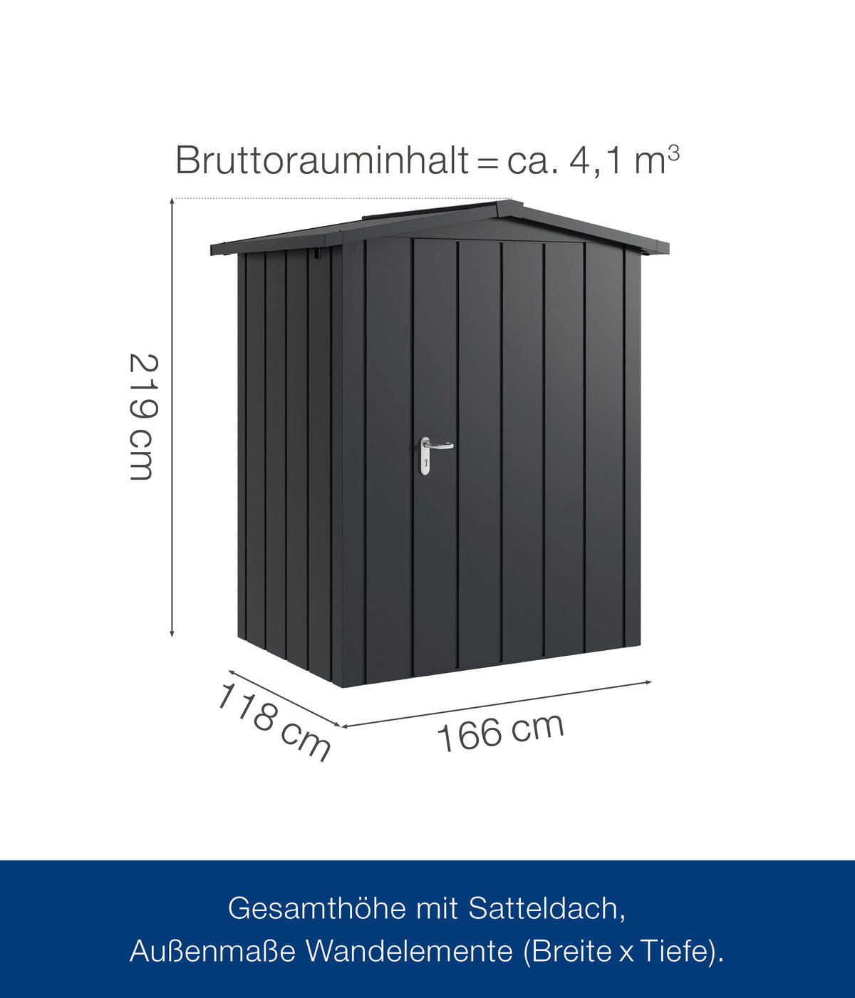 GERÄTEHAUS 189/219/133 cm  - Anthrazit, Basics, Metall (189/219/133cm)