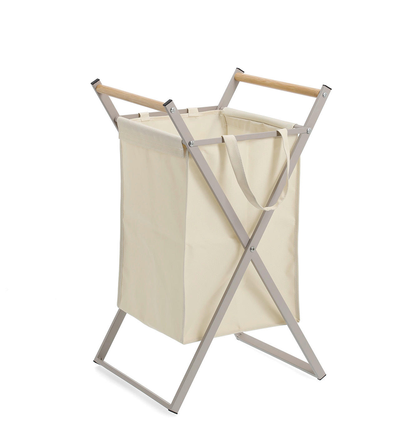 WÄSCHESAMMLER - Greige/Grau, Basics, Holz/Textil (36,5/40/67cm) - Zeller Present