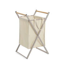 WÄSCHESAMMLER - Greige/Grau, Basics, Holz/Textil (36,5/40/67cm) - Zeller Present