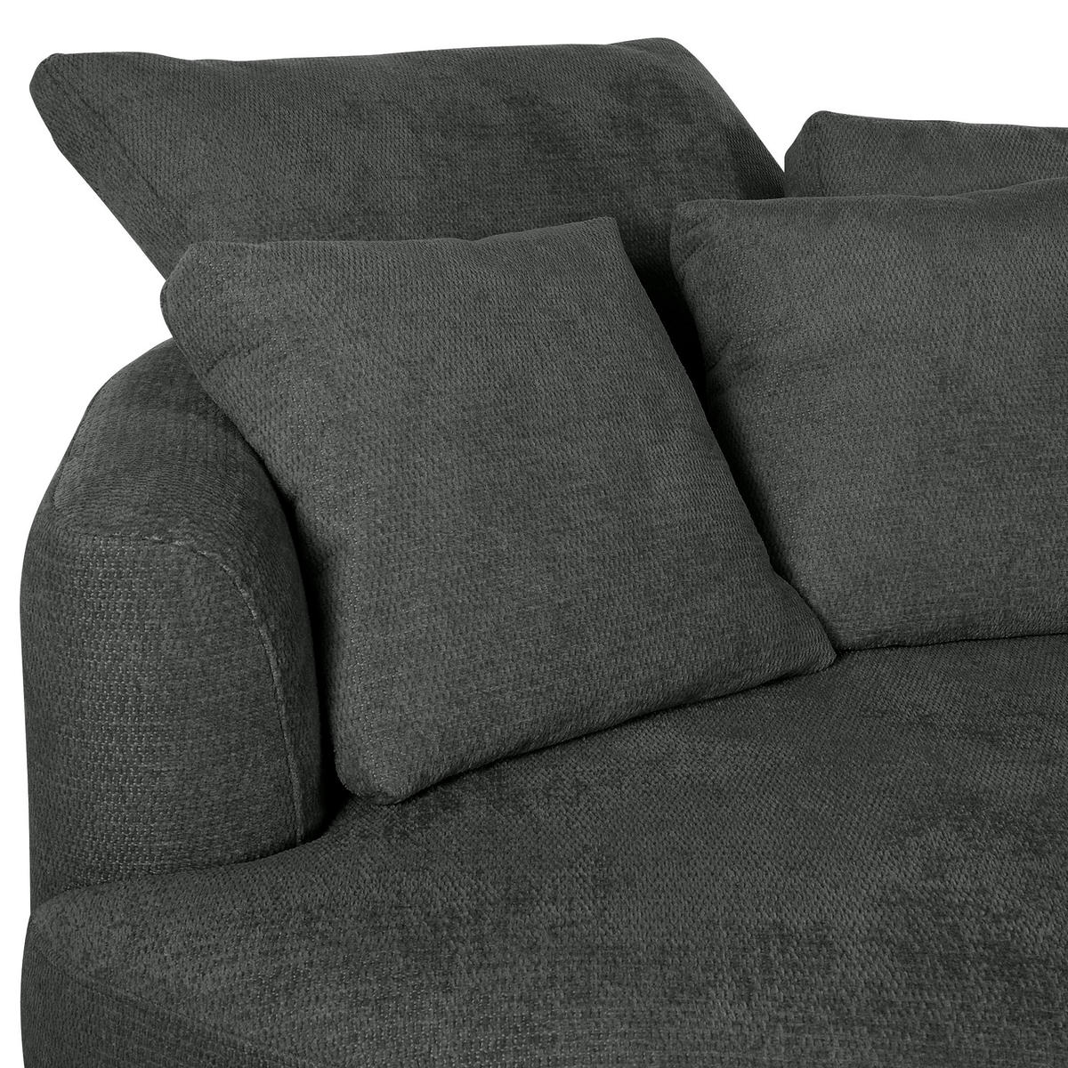 ECKSOFA in Chenille Dunkelgrau  - Dunkelgrau/Schwarz, Konventionell, Textil/Metall (140/275cm) - Carryhome