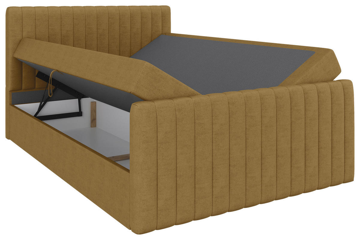 BOXBETT 140/200 cm  Senfgelb  - Senfgelb/Schwarz, Basics, Kunststoff/Textil (140/200cm) - Carryhome