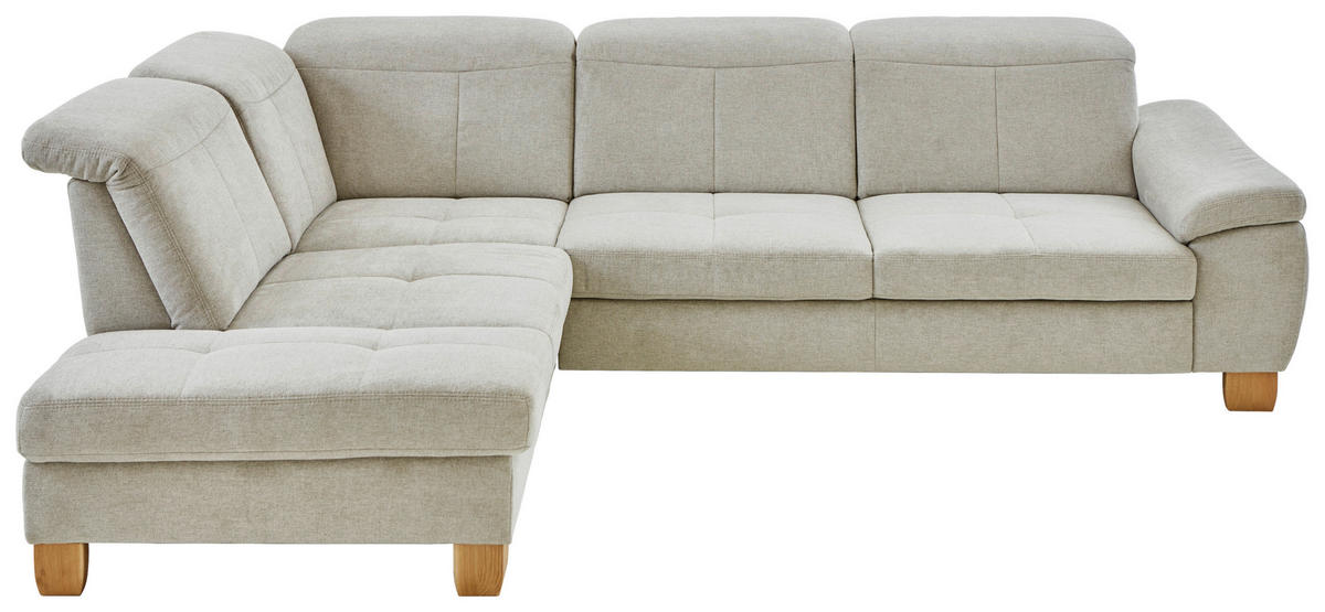 ECKSOFA  in Flachgewebe Ecru  243/301 cm  - Wildeiche/Ecru, Natur, Holz/Textil (243/301cm) - Voleo