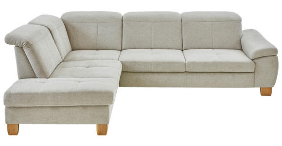 ECKSOFA  in Flachgewebe Ecru  243/301 cm  - Wildeiche/Ecru, Natur, Holz/Textil (243/301cm) - Voleo