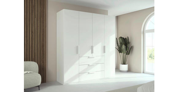 DREHTÜRENSCHRANK 201/223/61 cm,  in Weiß, 4-türig  - Weiß, Basics, Holzwerkstoff/Metall (201/223/61cm) - Novel