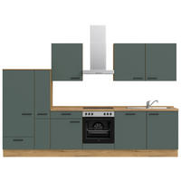 KÜCHENLEERBLOCK 330 cm   in Eichefarben, Dunkelgrün  - Dunkelgrün/Eichefarben, MODERN, Holzwerkstoff/Metall (330cm) - Nobilia