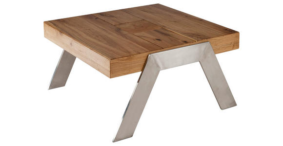 COUCHTISCH in Holz, Metall 80/82,5/45 cm  - Edelstahlfarben/Eichefarben, Basics, Holz/Metall (80/82,5/45cm) - Venda