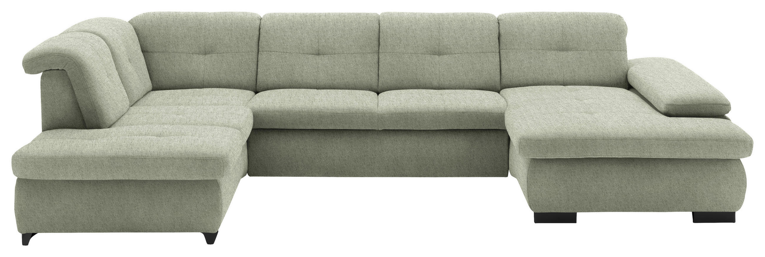 WOHNLANDSCHAFT Grün Webstoff  - Schwarz/Grün, Design, Textil/Metall (210/337/174cm) - Beldomo Style